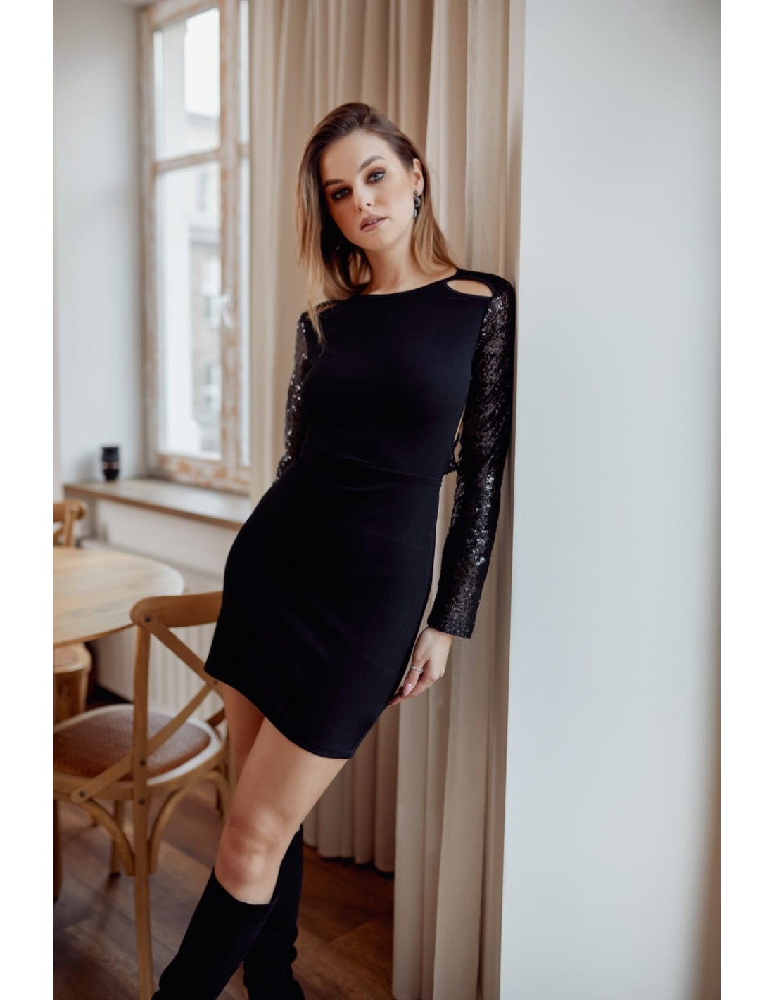 Rochie neagra eleganta mulata 0227 - Magazin online - Boutique